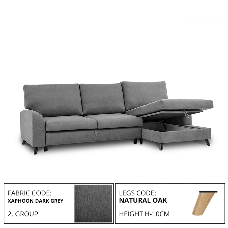 Sofa MERLIN SLEEPING (Right corner, extendable) (XAPHOON 3/2 DARK GREY)